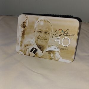 Golf Legend Arnold Palmers 50th Marters Champion. Limited Golf Balls Coin Tin.